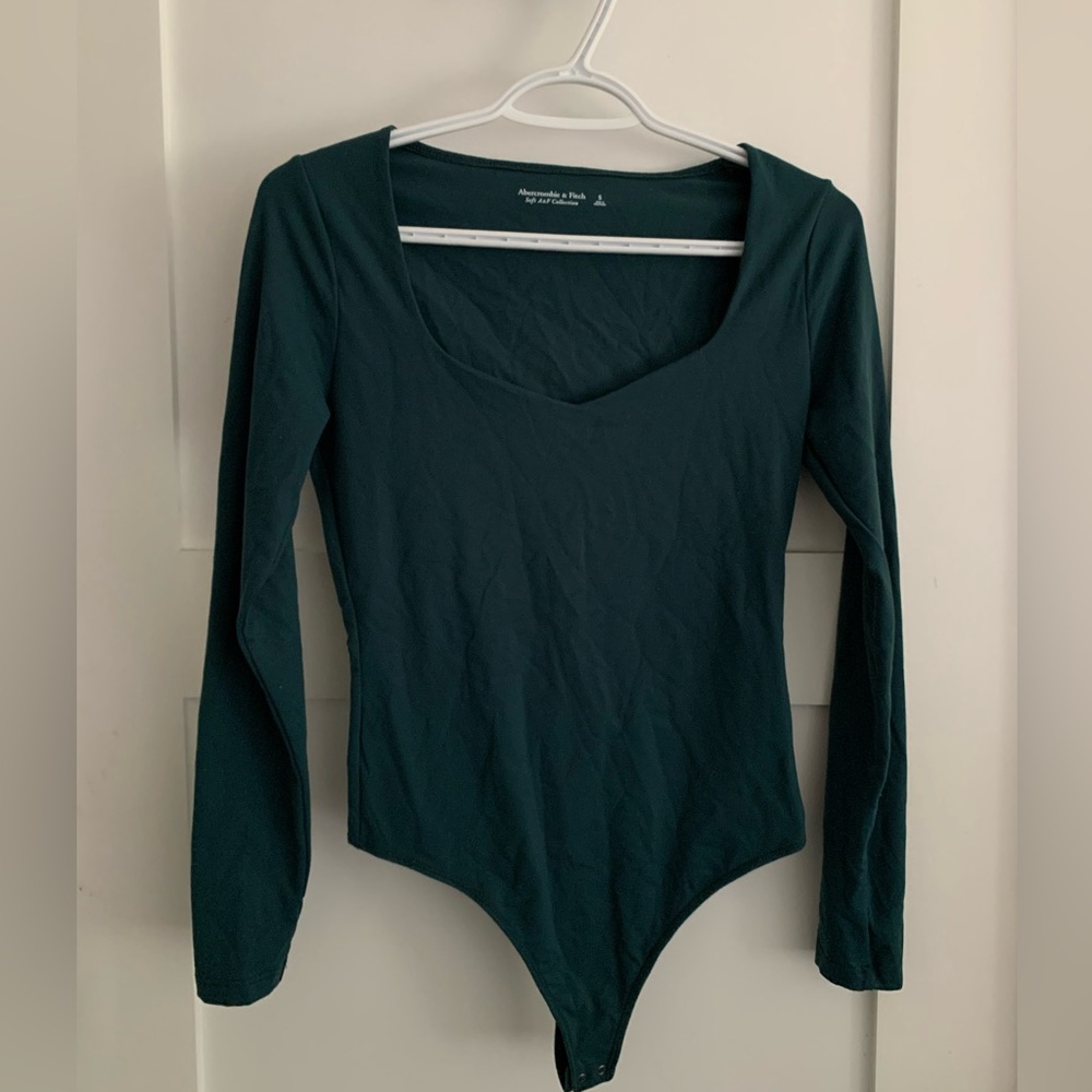 Dark green thong long sleeve bodysuit